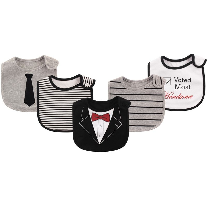 Little Treasure Baby Boy Cotton Bibs 5pk, Tuxedo, One Size