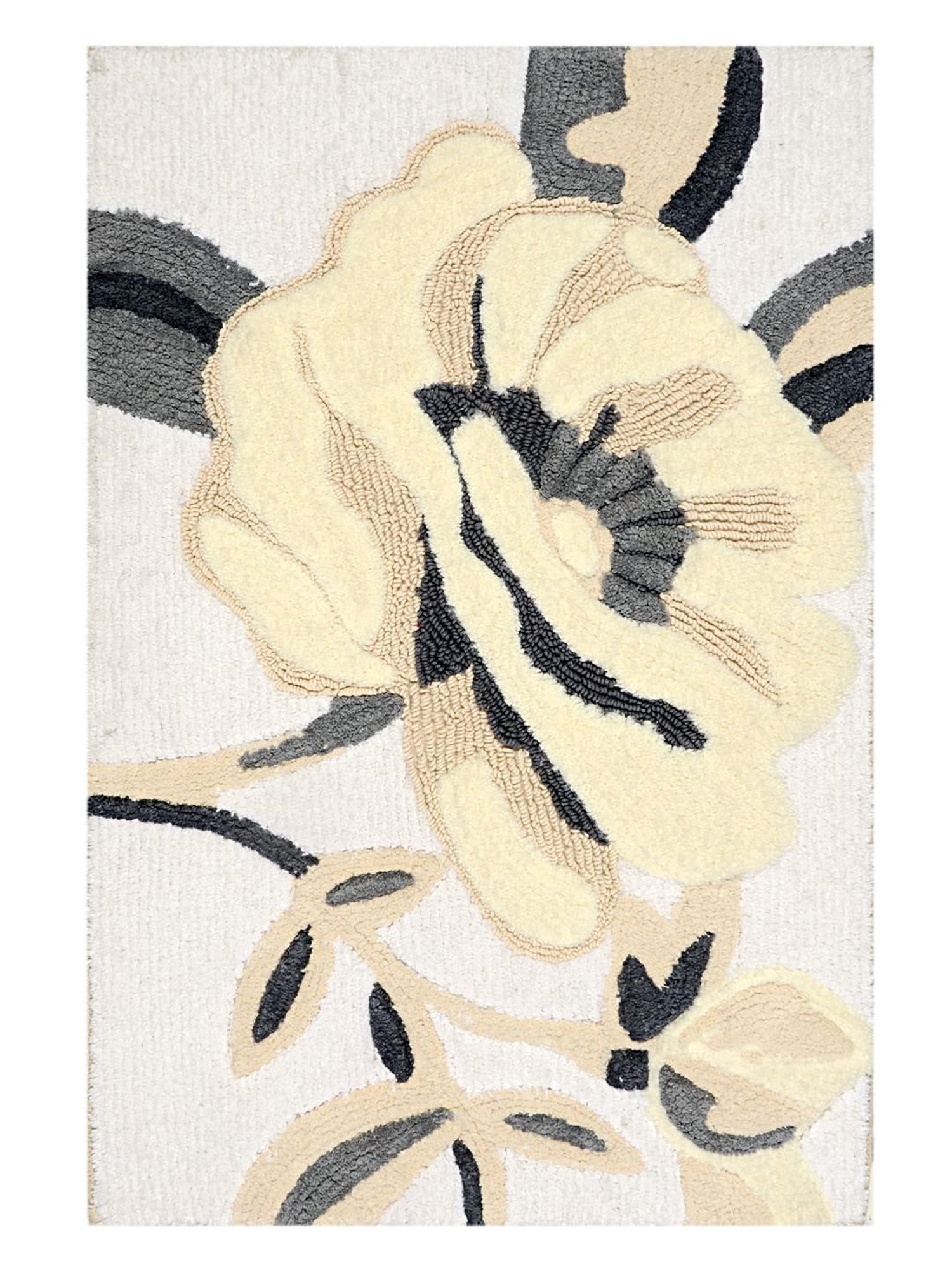 Saral Home Grey Cotton Floral Bath Mat 50X80 cm