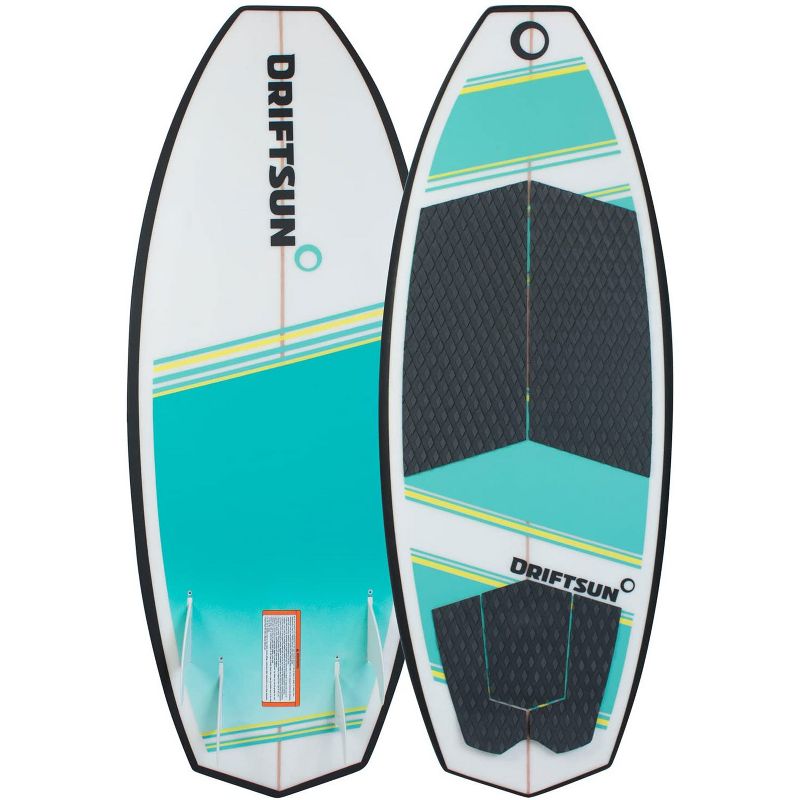 Driftsun 4 Ft 8 In Beginner to Intermediate Wave Riding Throwdown Wakesurf Board with 4 Removable Futures Fin Box and Full Natural Stringer