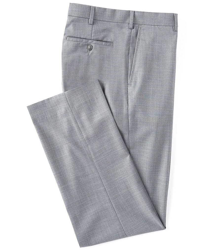Roundtree & Yorke TravelSmart Ultimate Comfort Easy Care Sharkskin Flat-Front Dress Pants