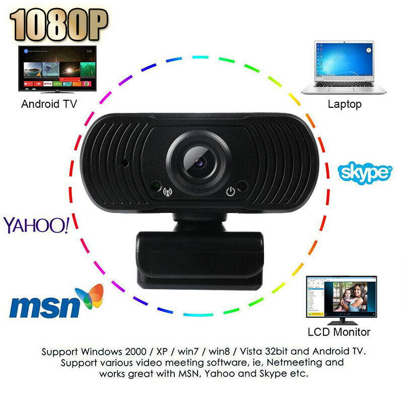 Webcam 1080P Computer Camera with Privacy Cover USB Connection Built-in Noise-reduction Microphone for Live Video