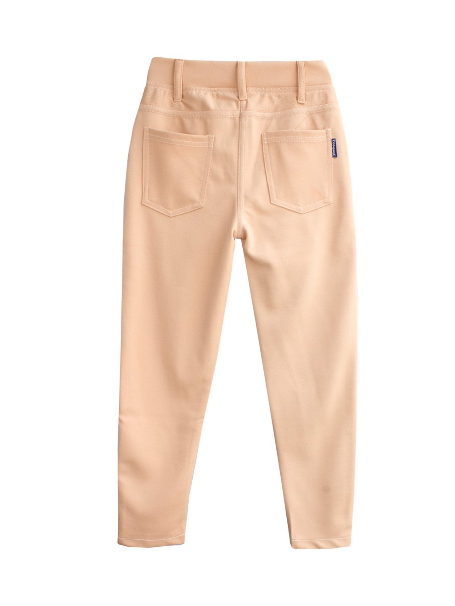 Kiddopanti Girls Peach Solid Jeggings