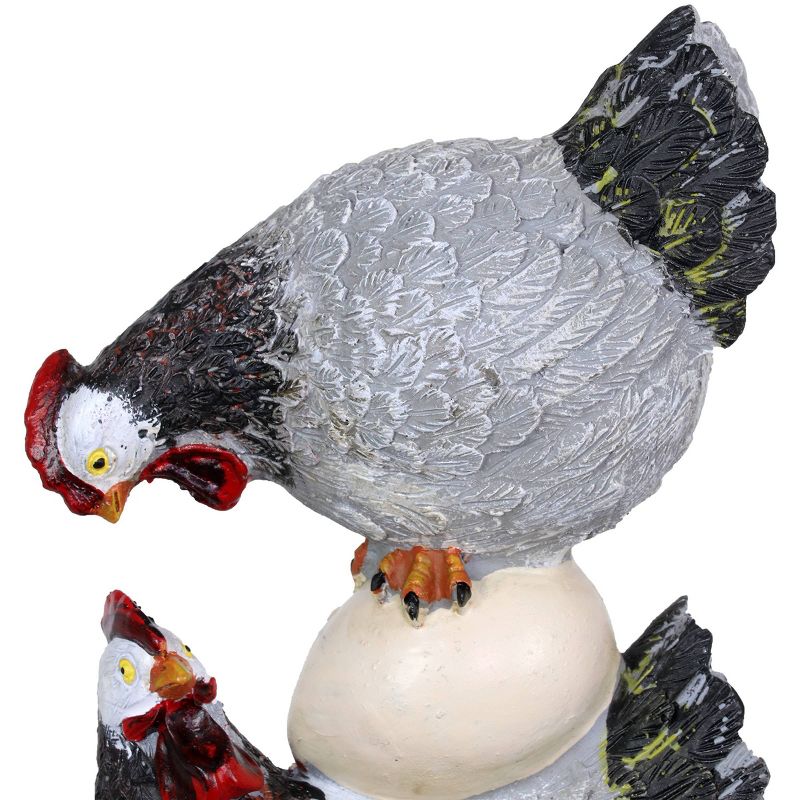 12.4" Resin Stacked Chicken and Egg Statue Black/White/Gray - Exhart