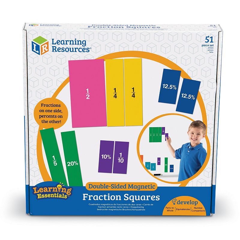 Learning Resources Double-Sided Magnetic Fraction Squares, 51 Pieces