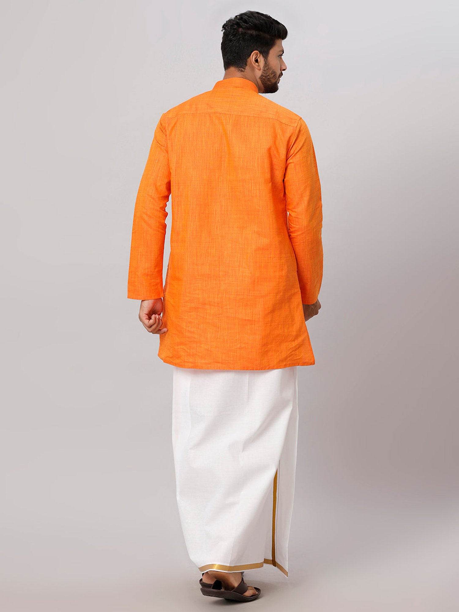 Ramraj Orange Cotton Regular Fit Kurta Set with Bottom