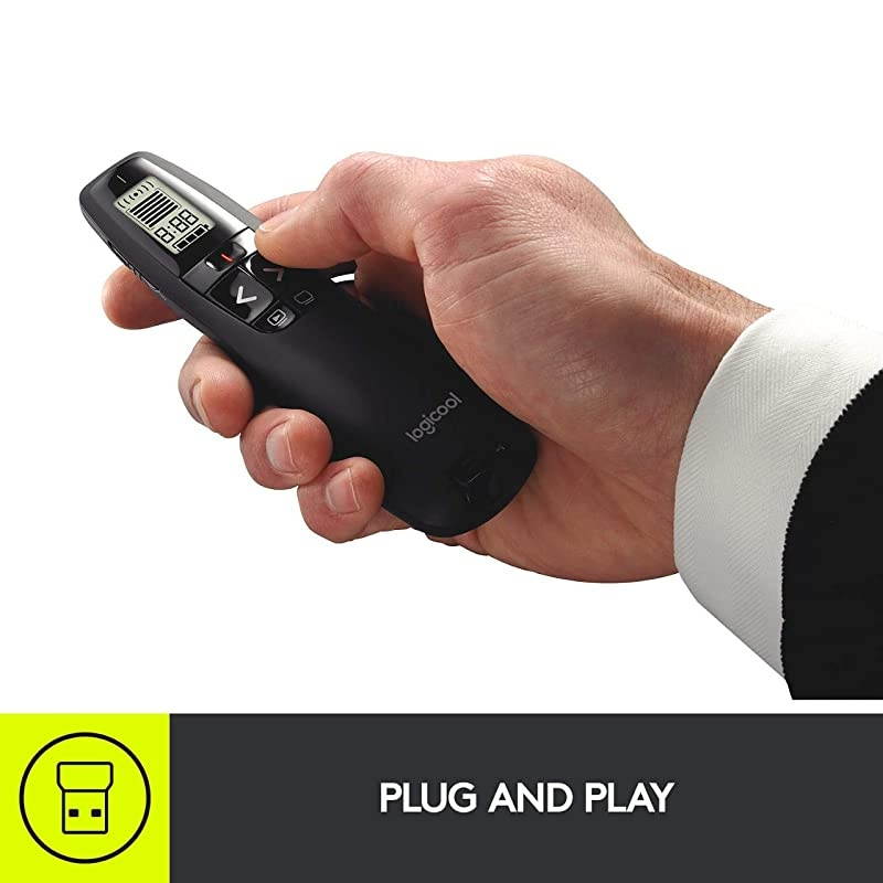 Professional Presenter R800 Wireless Presentation Clicker Remote with Green Laser Pointer and LCD Display