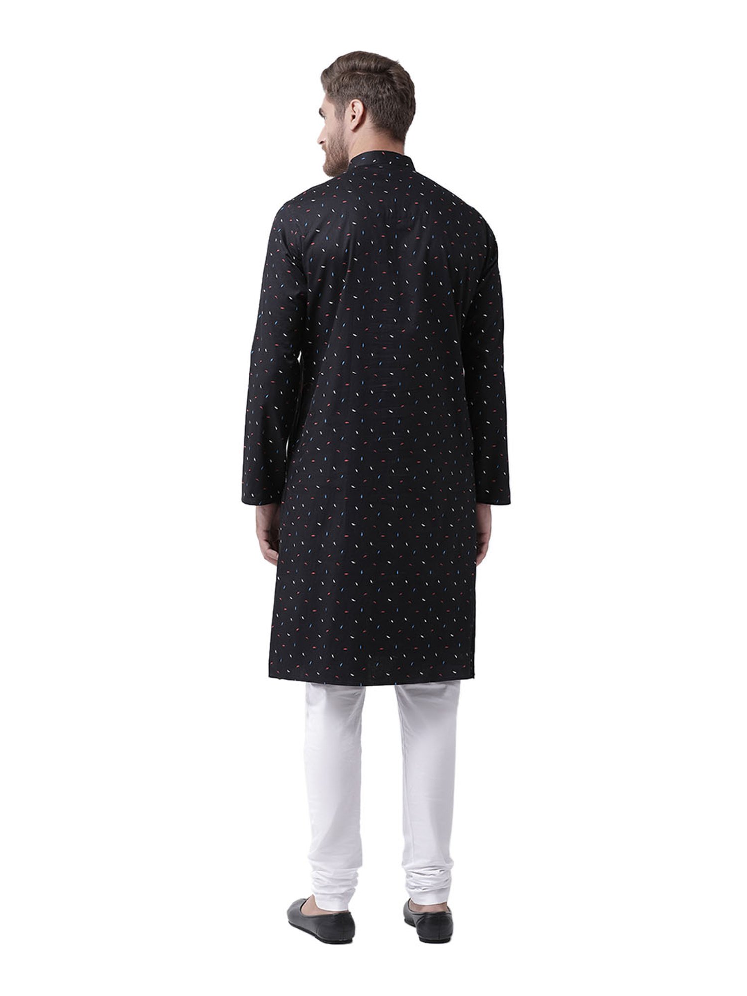 Deyann Black Printed Linen Full Sleeves Kurta Set