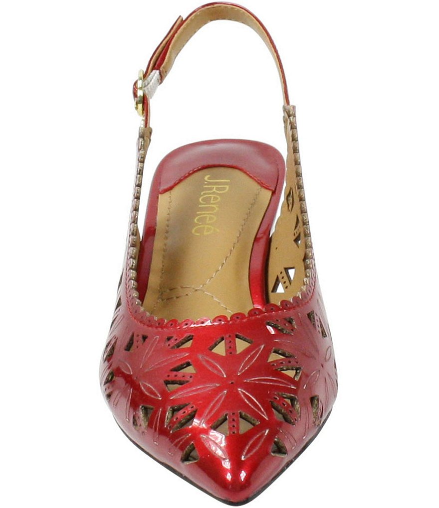 J. Renee Eloden Pearl Patent Laser Cut Slingback Pumps