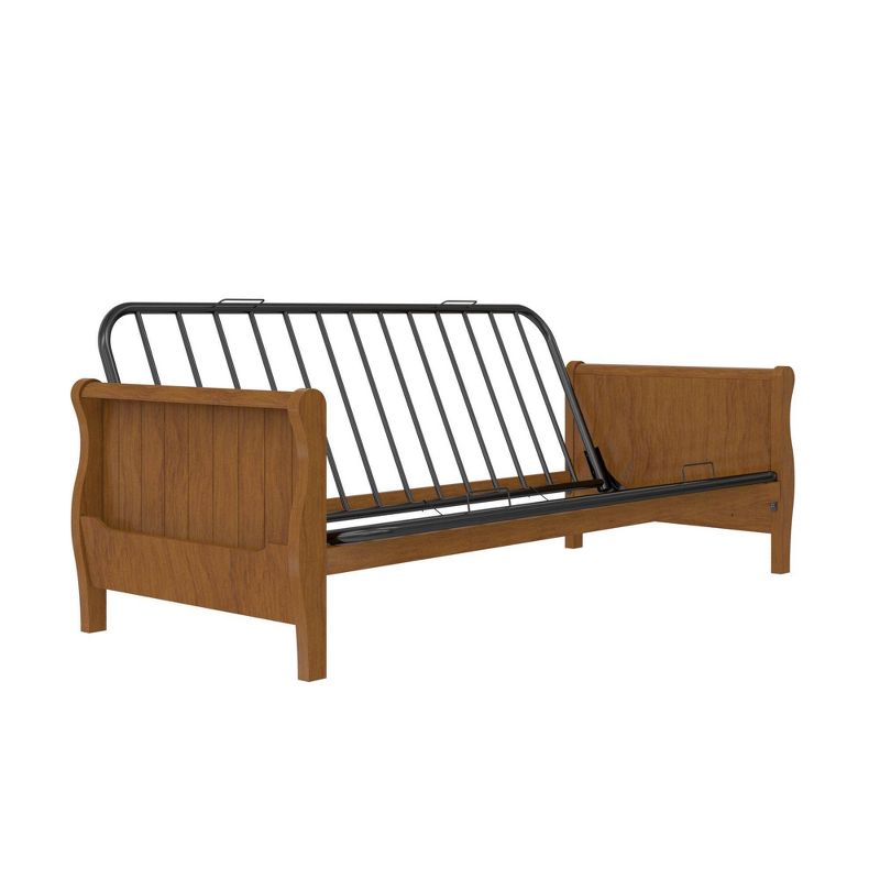 Full Brayden Wood Arm Futon Frame Walnut - Room & Joy