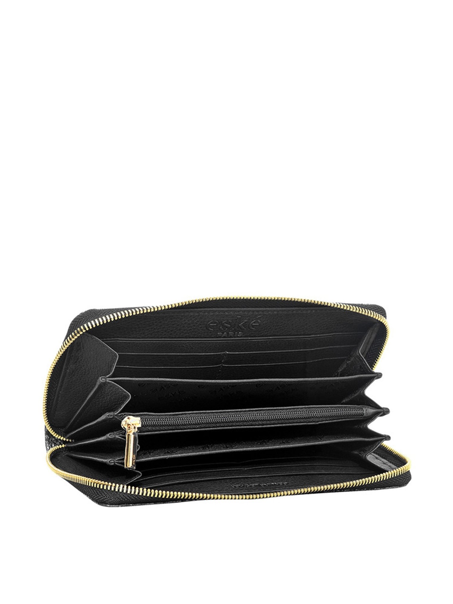Eske Black Printed Zip Around Wallet for Women