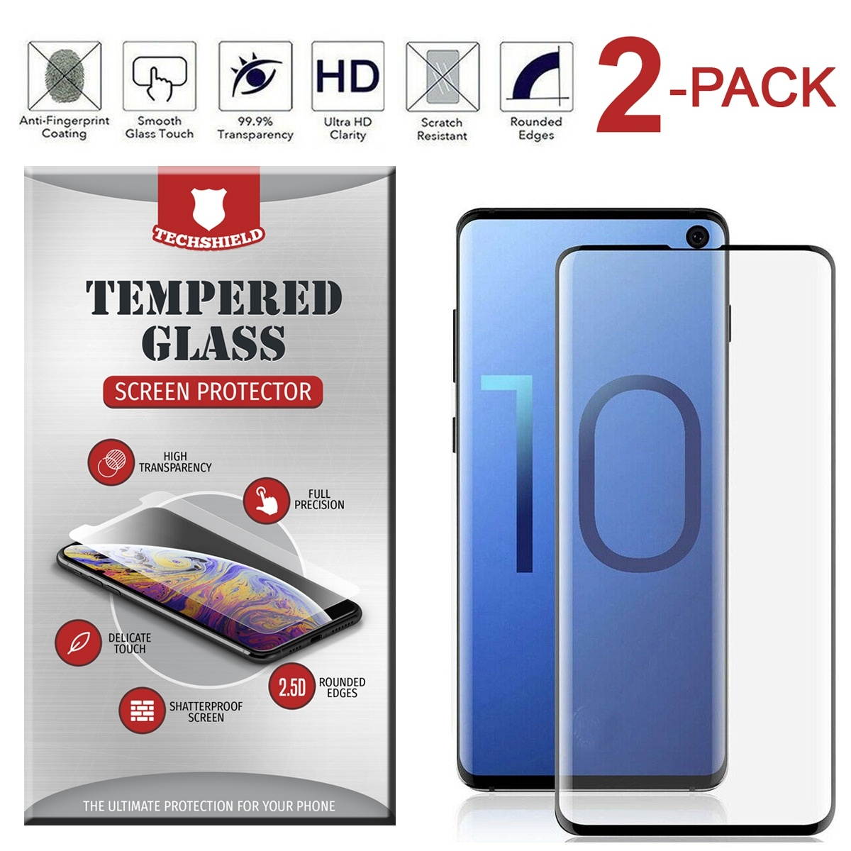 For  Note S8 S9 S10 Plus 8 9 Full Tempered Glass Full Adhesive Cover 2PCS