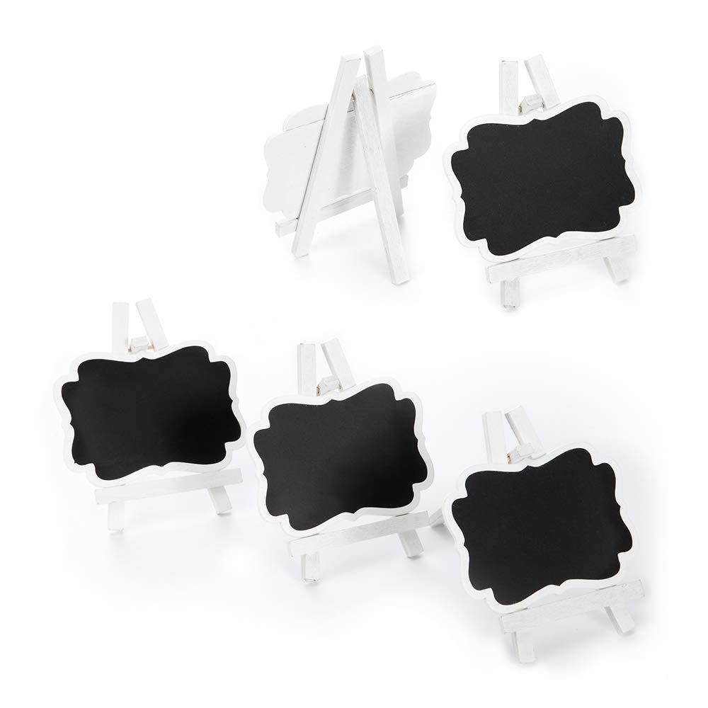 16 Pack Mini Chalkboard Sign with Framed Stand and Easel, Best Rustic Decoration for Tabletop Numbers and Food Labels for Weddings, Birthday Parties, Graduation, 2 Design Small Rectangle Blackboard