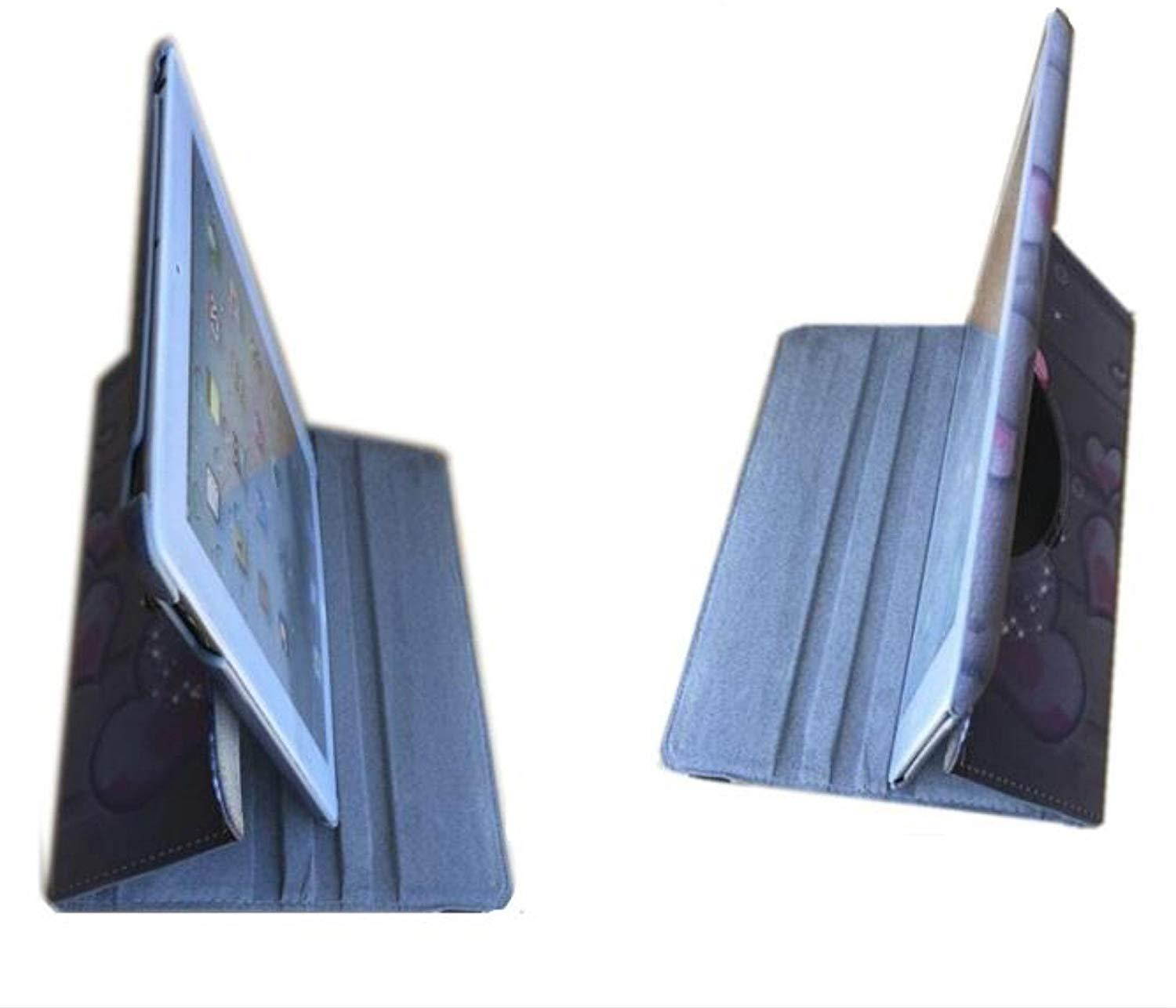 Ipad Case 360 Degrees Rotating Stand Leather Magnetic Smart Cover Case for Ipad 2/ 3/4 Generation Case with Bonus Screen Protector, Stylus and Cleaning Cloth ( Heart shap Design)