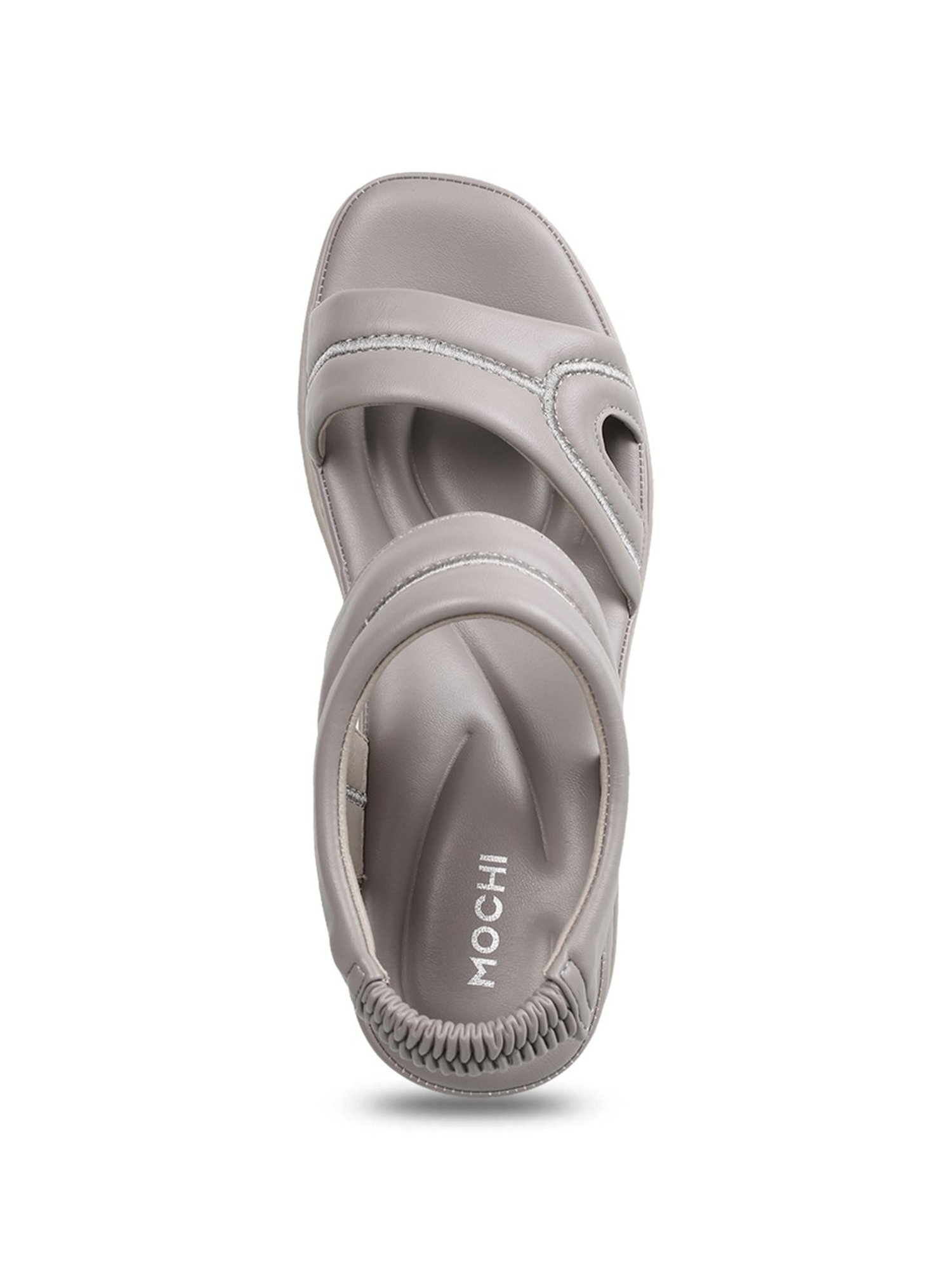 Mochi Women's Grey Ankle Strap Wedges