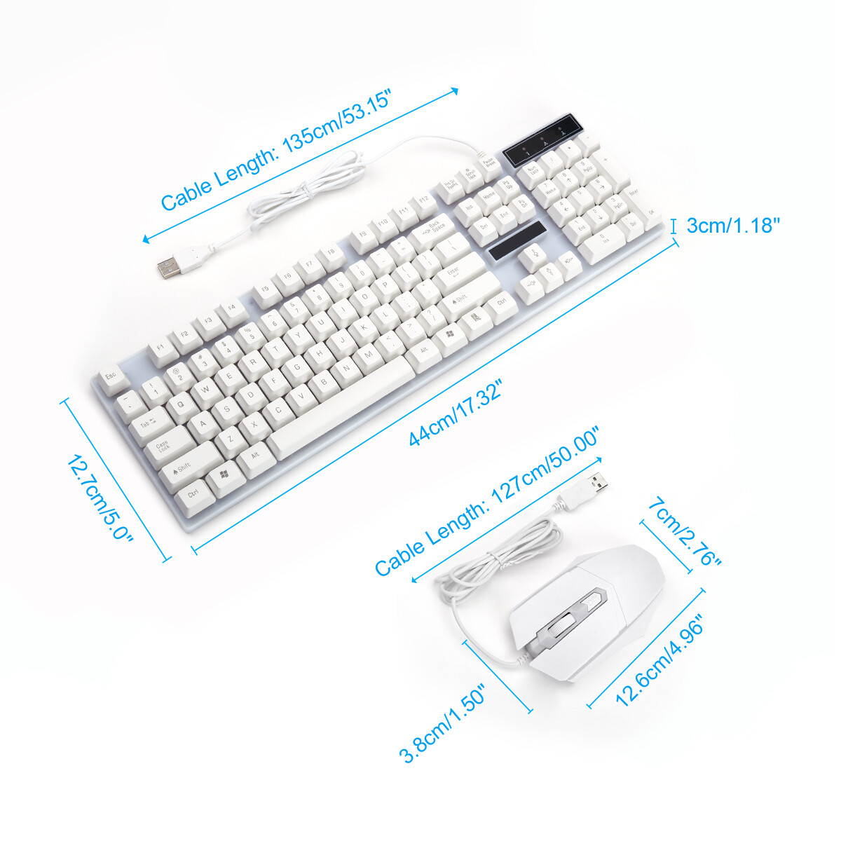 FirstPower Gaming RGB Keyboard and Mouse LED Colorful Backlit Ergonomic Design Wired Keyboards for PC Computer Laptop