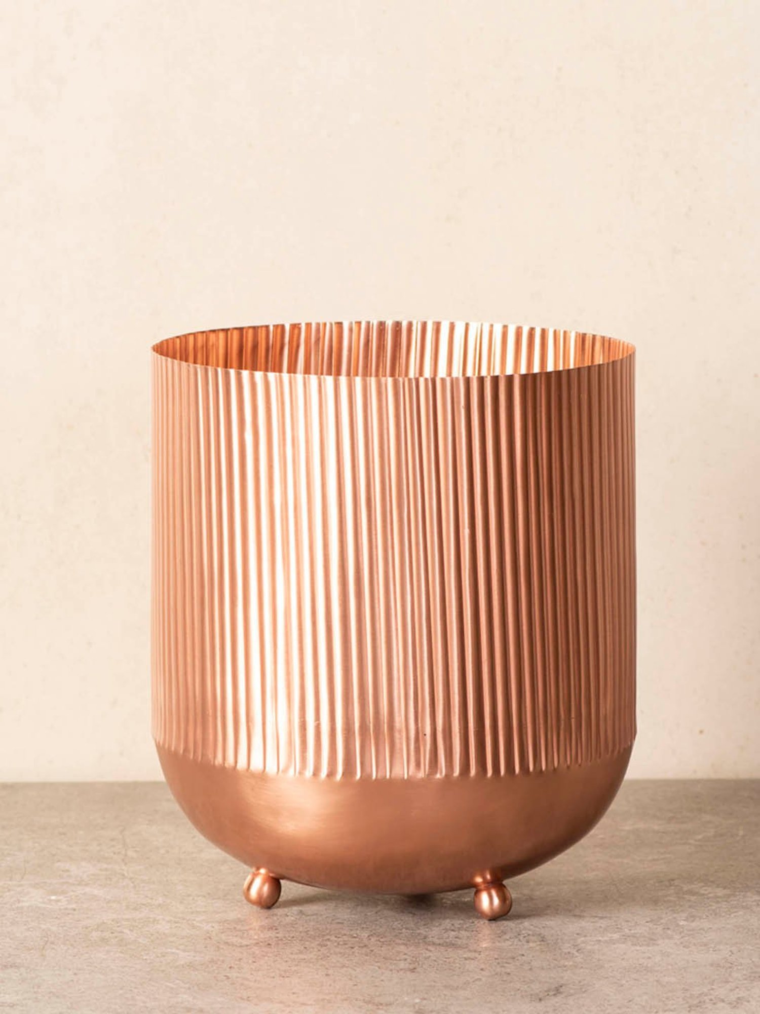 THE DECOR REMEDY Ripple Cut Brass Planter - Dusky Rose Gold