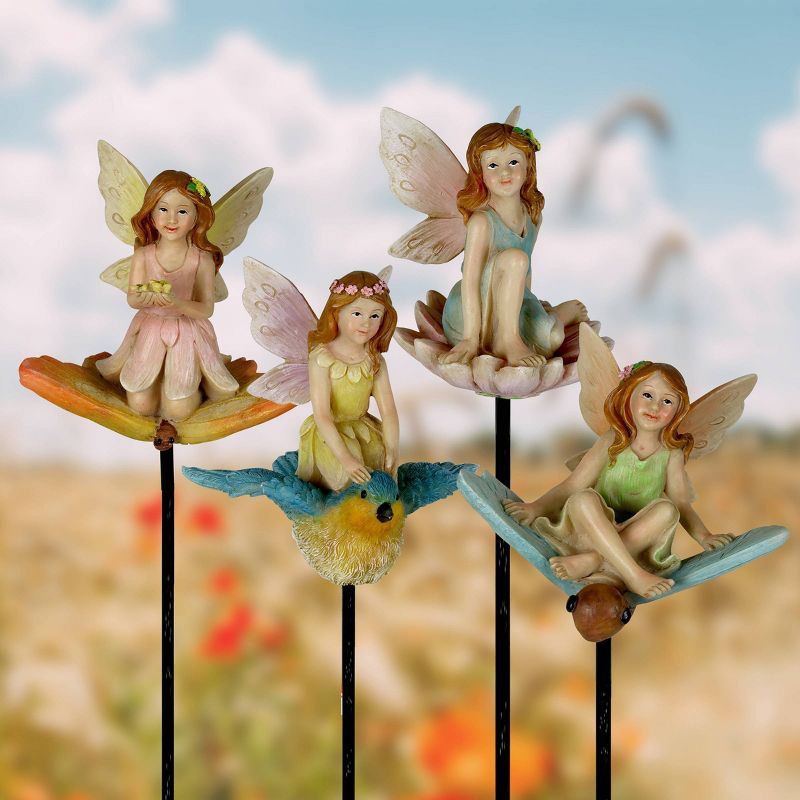 12.8" Resin Set of Fairy Pot Stakes Gray - Exhart