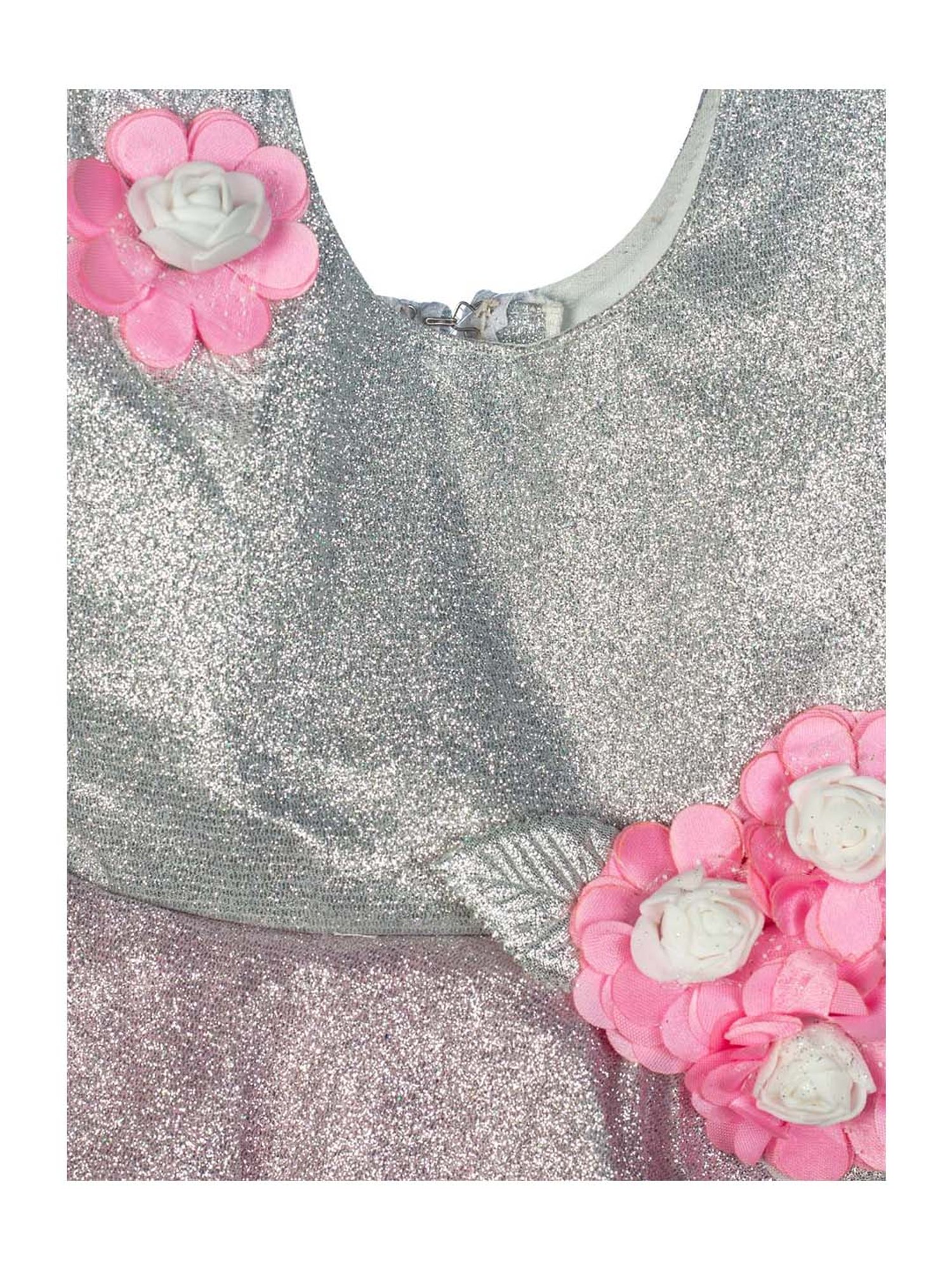 Mee Mee Kids Sliver & Pink Applique Dress
