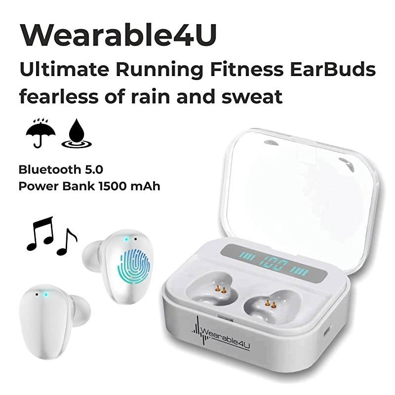 Garmin Venu GPS Smartwatch with AMOLED Display and  Ultimate White Earbuds with Charging Power Bank Case Bundle