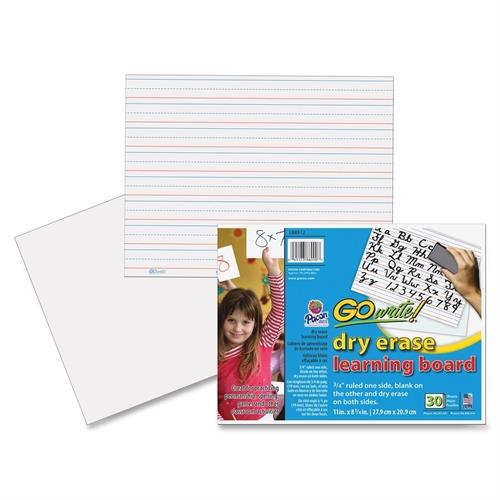 GoWrite!&reg; Dry Erase Learning Board - Dry-erase, Two-Sided, 3/4" Rule/Plain - 11" Width x 8.25" Height - White Surface - Rectangle - No - 30 / Pack
