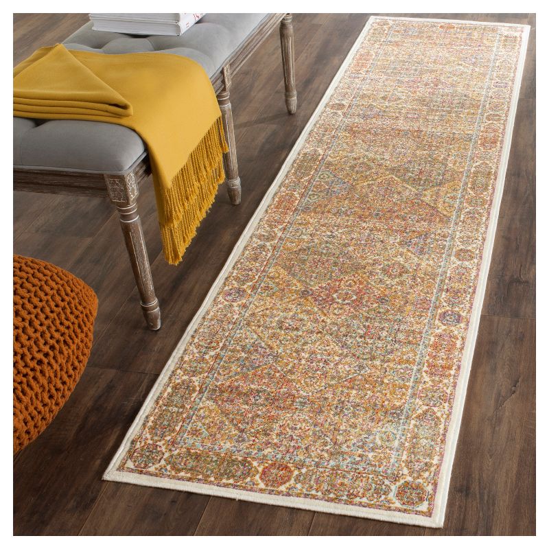 2'2"x8' Runner Swirl Loomed Rug Ivory/Black - Safavieh