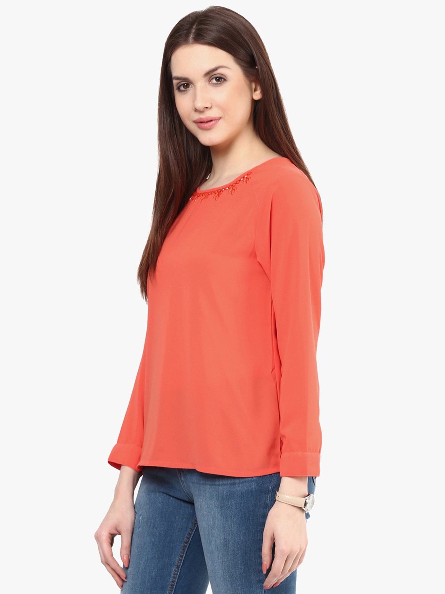 Rare Coral Embellished Top