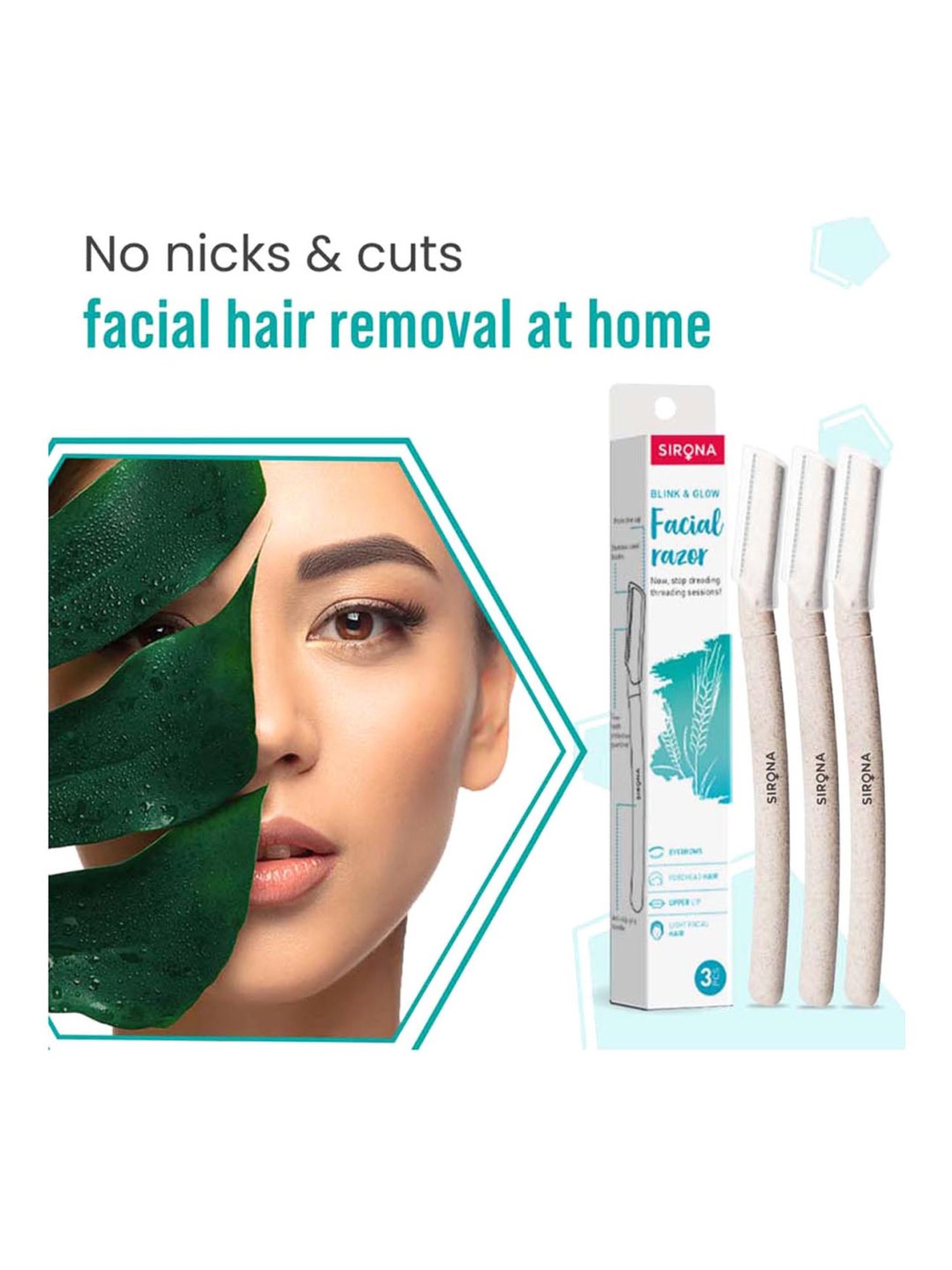 FEATHER Flamingo Eyebrow, Face, Nape Razor - 3 Piece - 150 gm