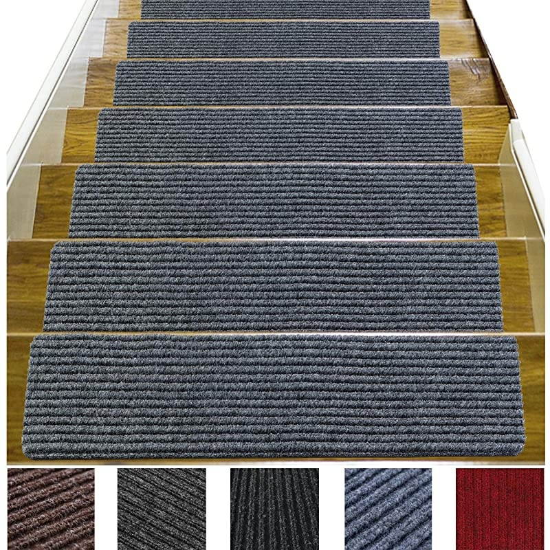 Pack8quotx 30quotNonSlip Stair Treads Carpet Indoor Anti Slip Stair Mats Skid Resistant Rubber Backing for Child ProofingPet SafetyElderly Safety Gray