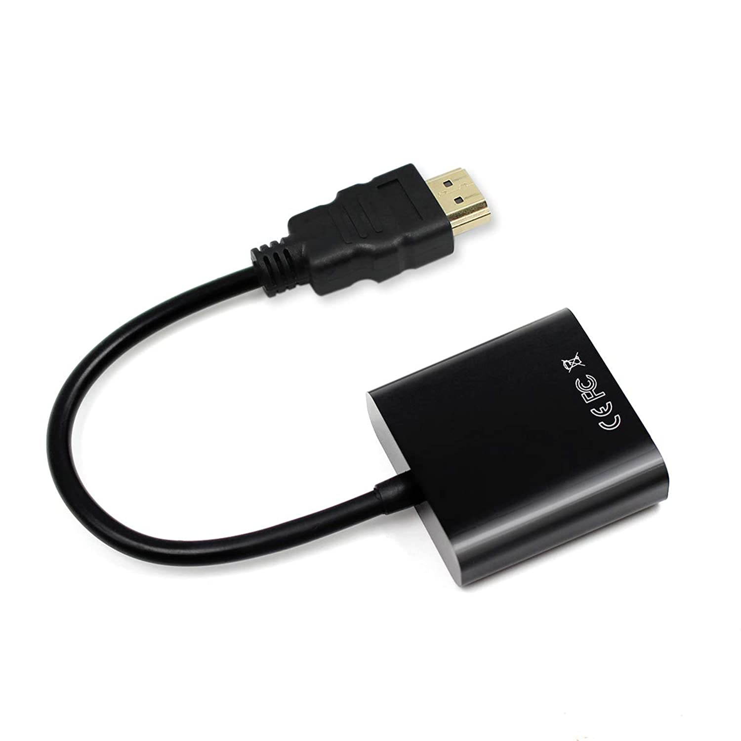 HDMI to VGA with Audio Adapter Gold-Plated Cord 1080P HDMI to VGA Video Converter Male to Female with 3.5mm Audio and Power Port for PC Laptop DVD