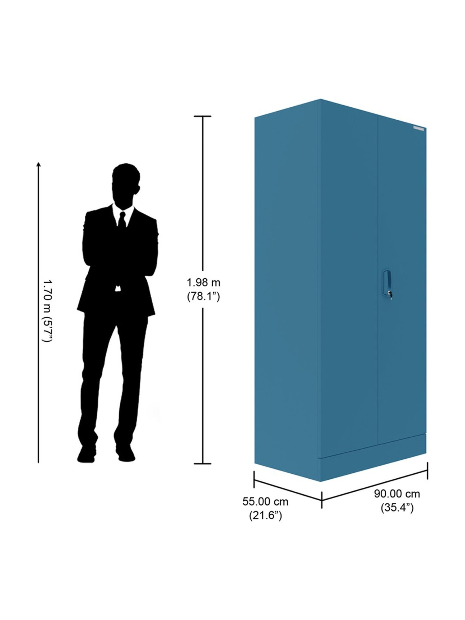 Godrej Interio Aceline 2-Door Steel Almirah, Teal (1-Year Warranty, 1 Locker)
