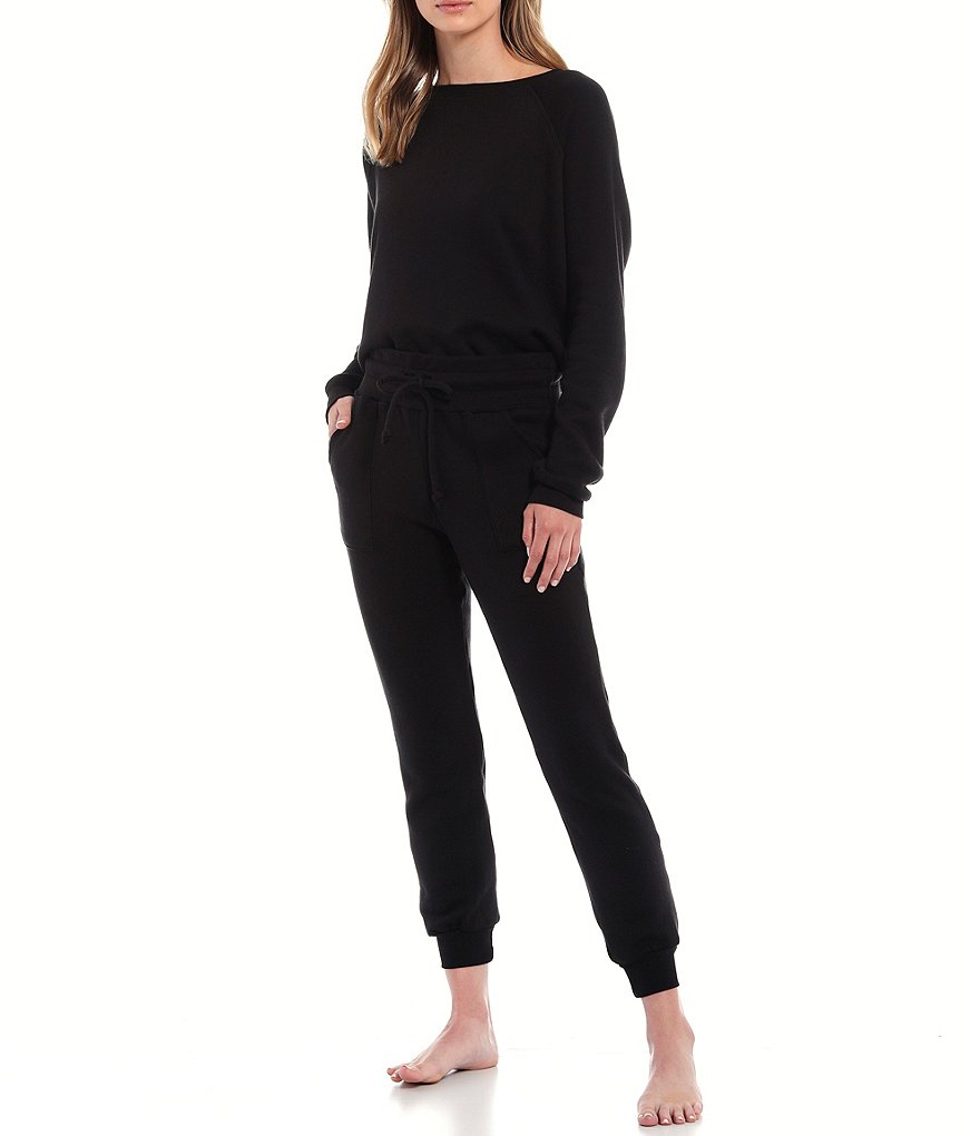 JALA Solid French Terry Fleece Jogger Lounge Pants