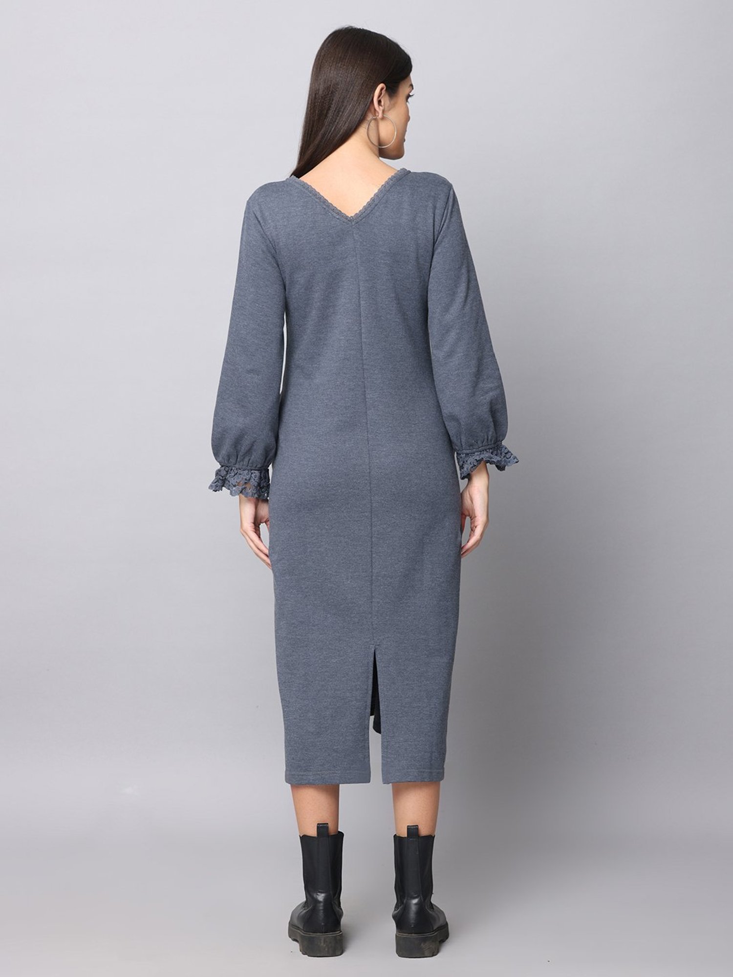The Mom Store Dark Grey Maternity & Nursing Sweater Dress