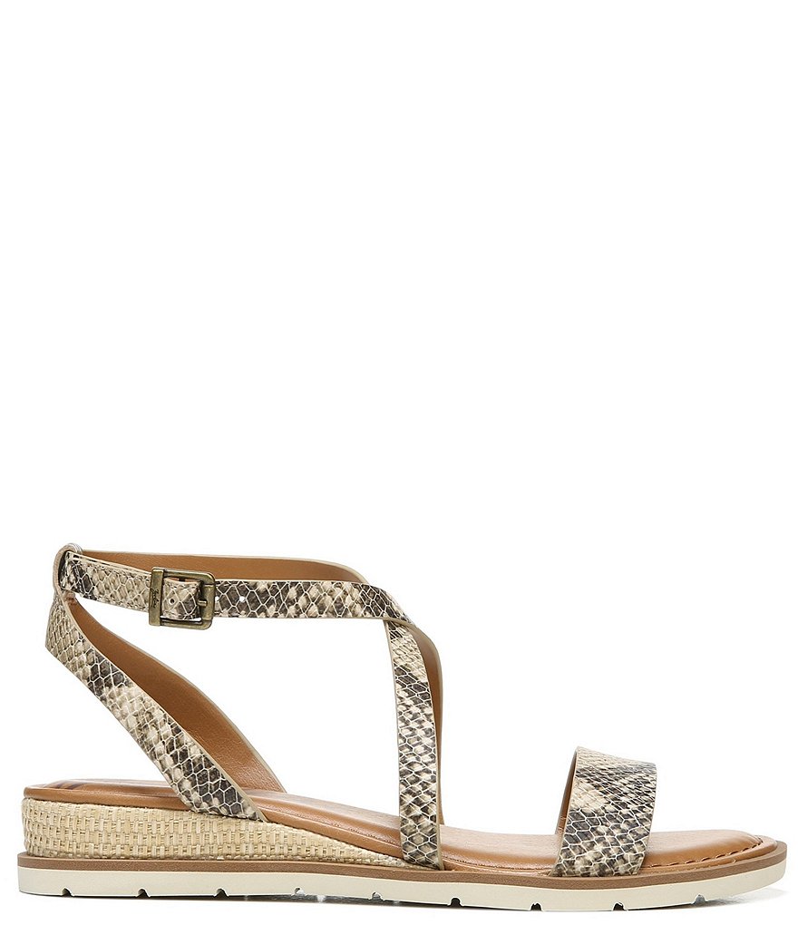 Zodiac Angelica Snake Print Criss Cross Strap Wedge Sandals