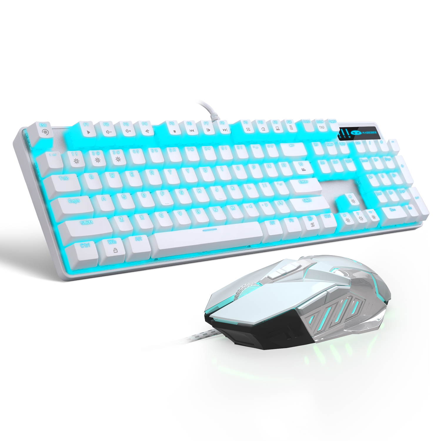 Mechanical Gaming Keyboard and Mouse Combo, MageGee MK-Storm 104 Keys Rainbow Backlit Keyboards, Black Switches, 7 Button Mouse Wired for PC Gamer Computer Laptop