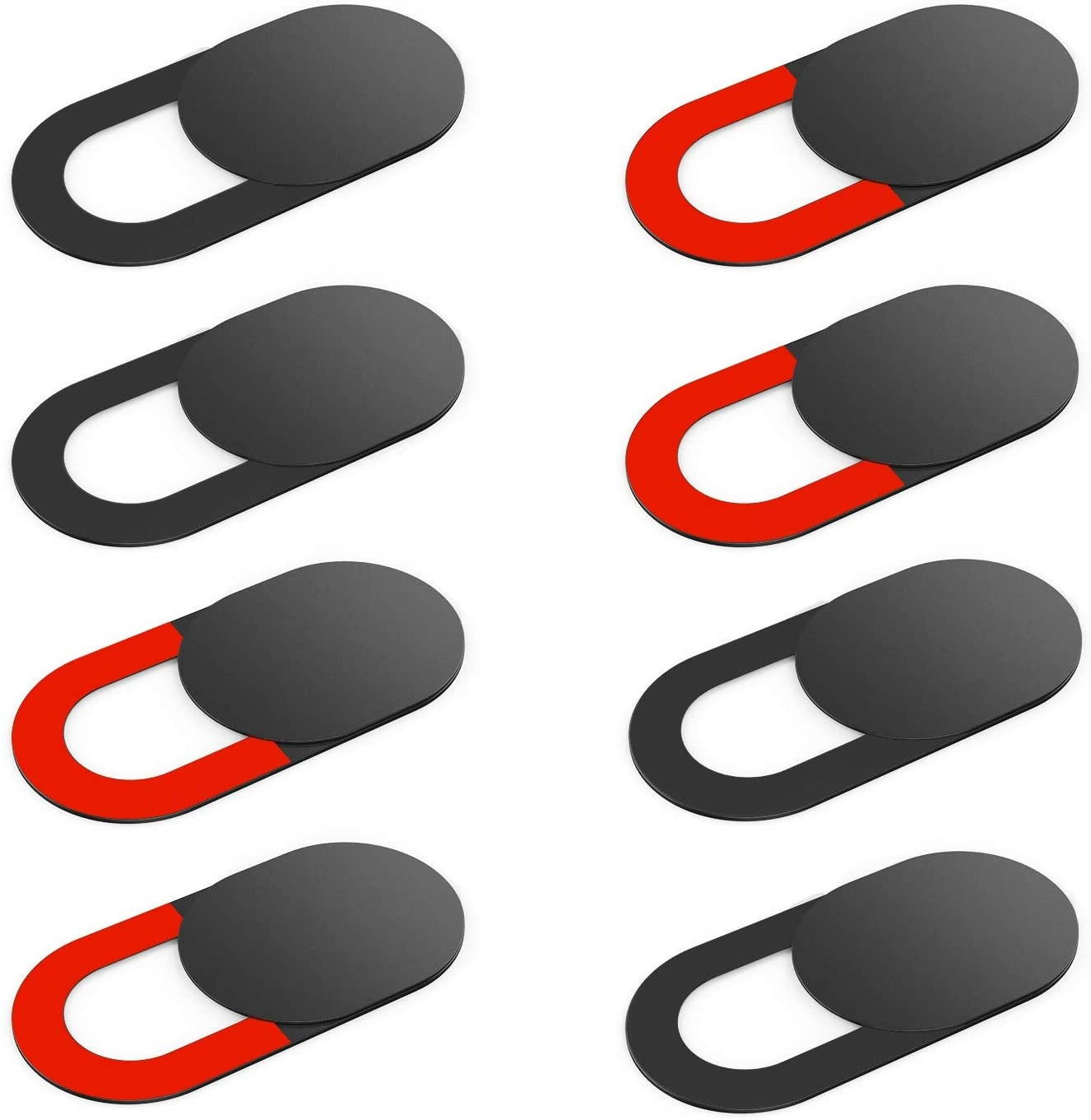 Webcam Cover Slide, 0.03 inch Ultra-Thin Web Camera Cover Slide for Laptop Computer Smartphone Mac iMac MacBook Tablet, Protect Your Privacy and Security (4 Red + 4 Black)