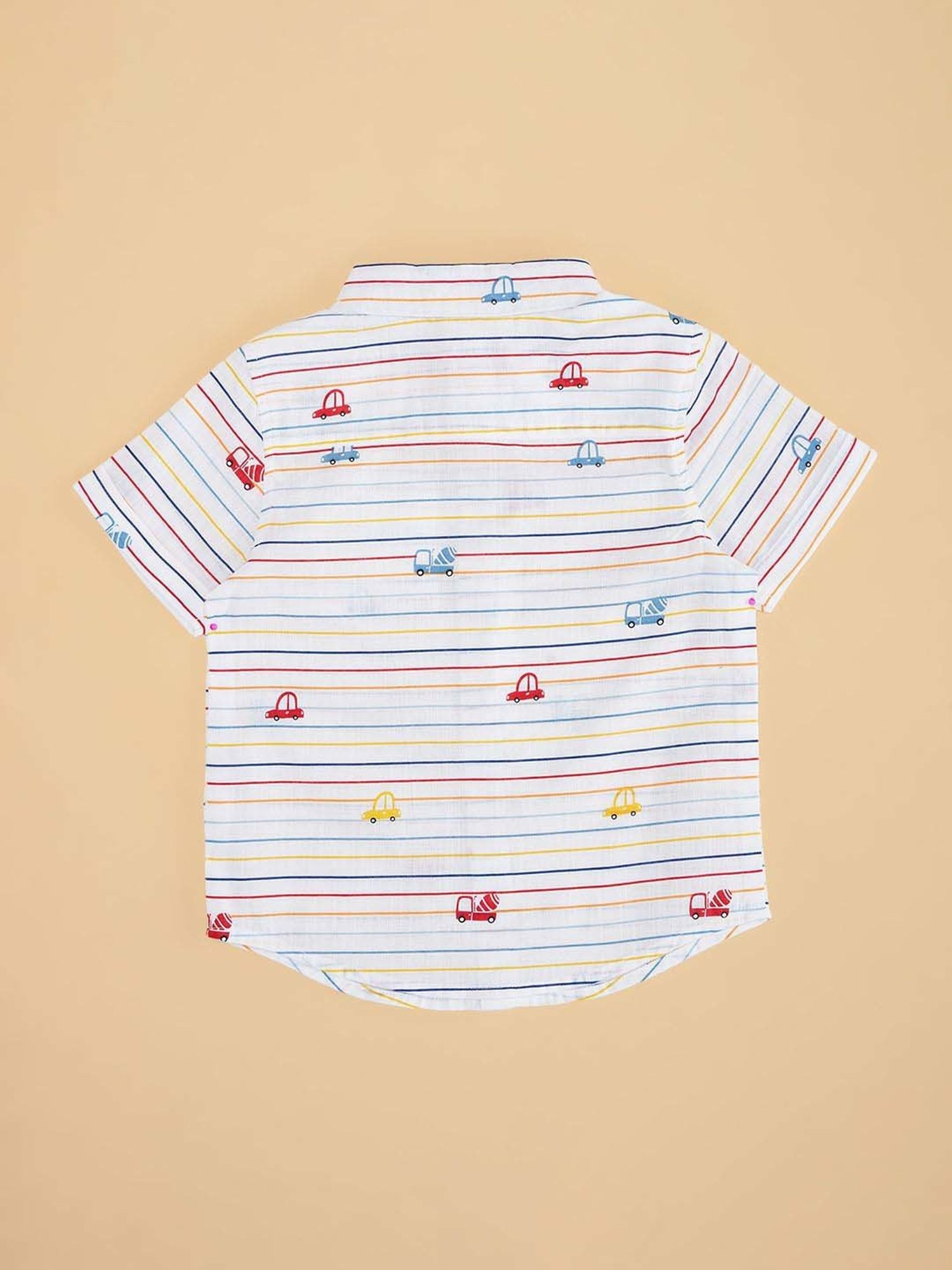 Pantaloons Baby Boys Brilliant White Cotton Striped Shirts