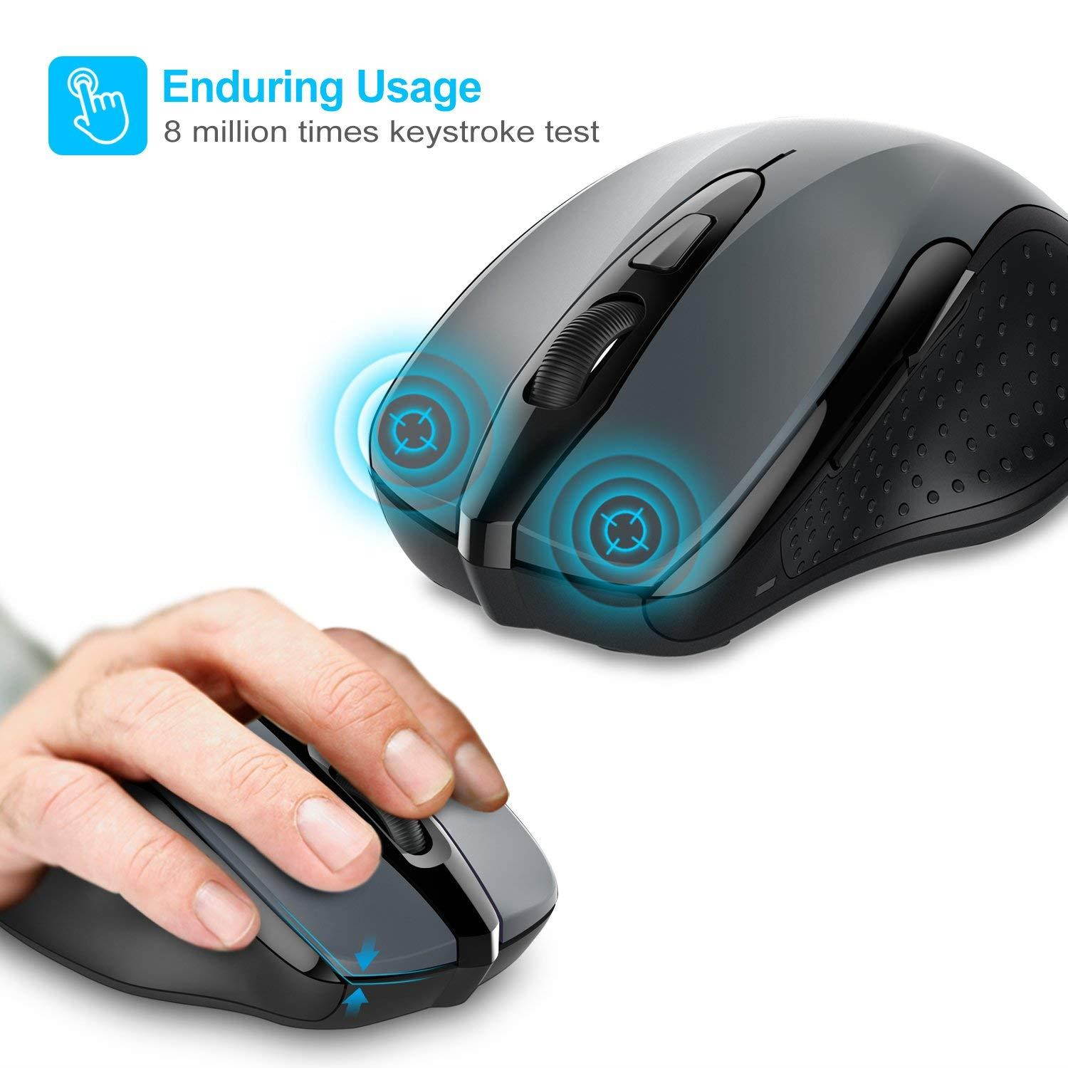 TeckNet 2600DPI Bluetooth Wireless Mouse, 24 Months Battery Life with Battery Indicator, 2600/2000/1600/1200/800DPI