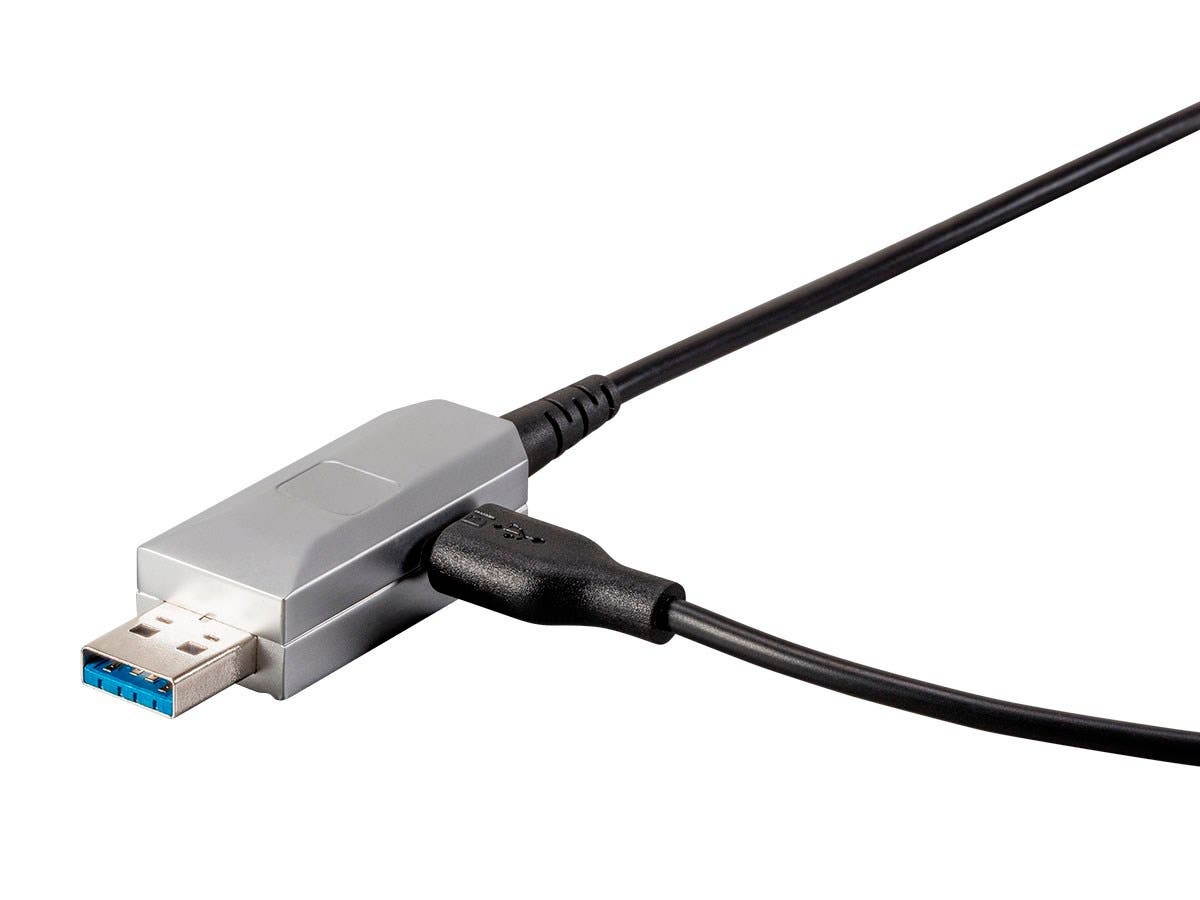 Monoprice USB-A to USB-A Female 3.0 Extension Cable - 32.8 Feet - Black | Fiber Optic - SlimRun