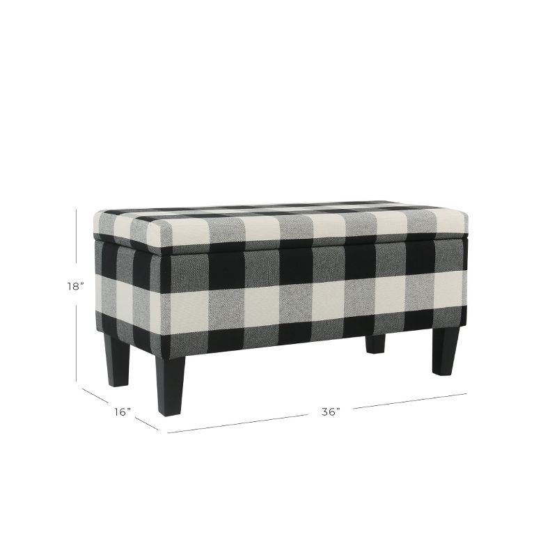 Large Decorative Storage Bench Black Plaid - HomePop