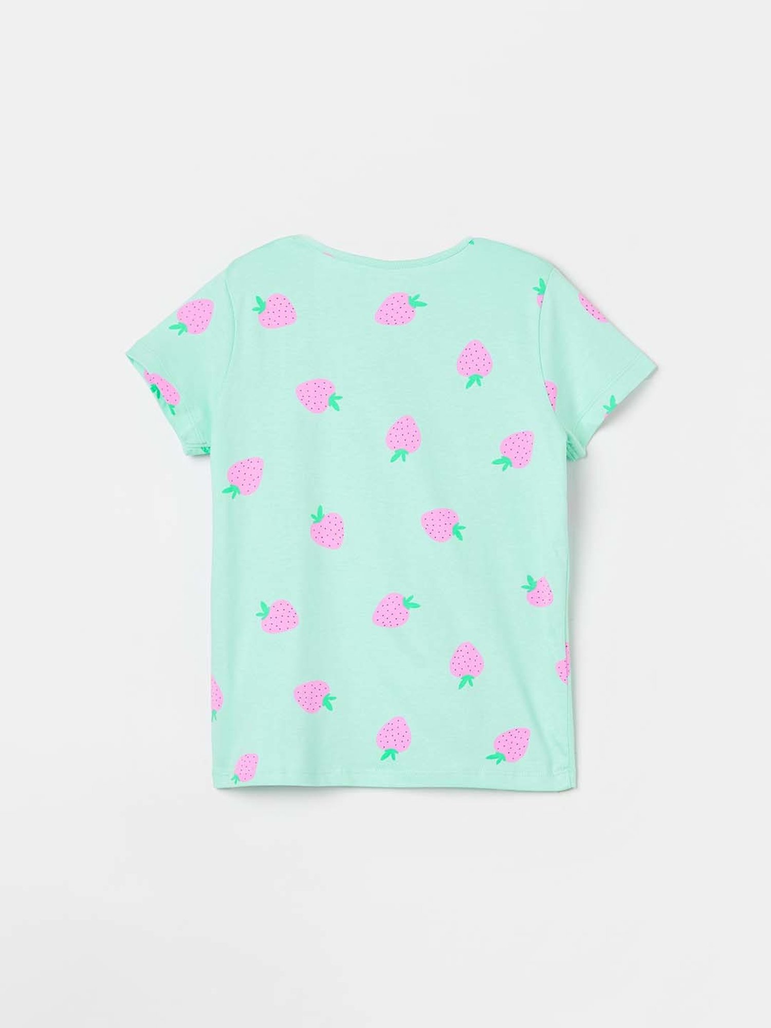 Juniors by Lifestyle Mint Green & Pink Cotton Printed T-Shirt