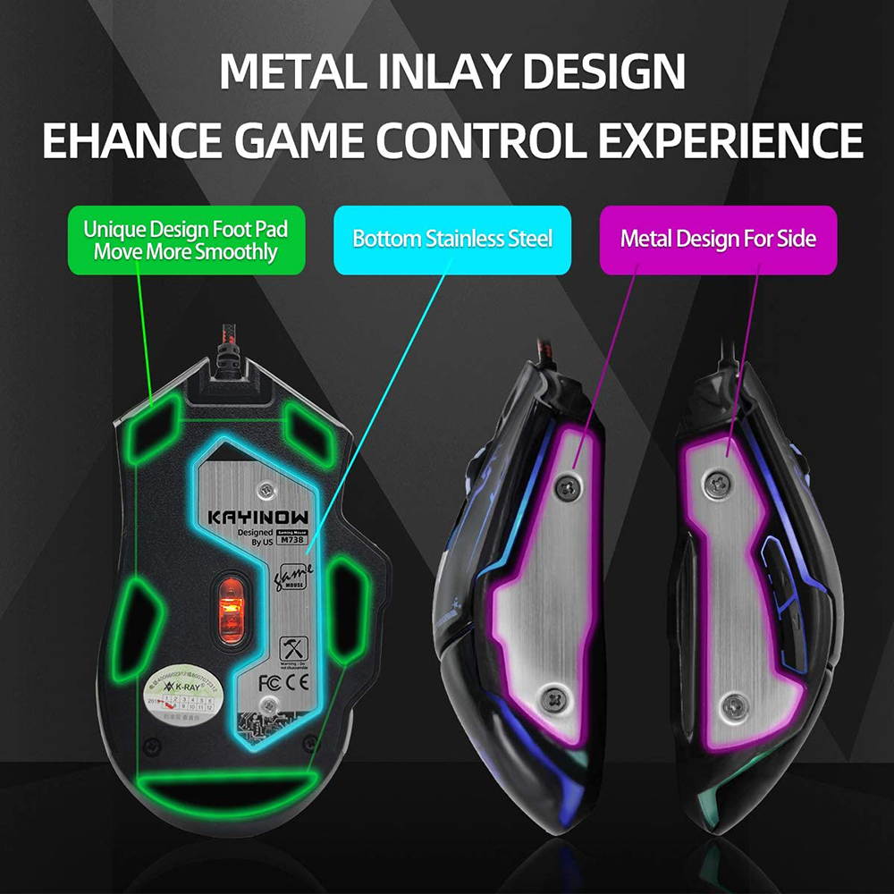 USB Computer Mouse Wired, Light Up Mouse for Laptop with RGB 7 Colors Breathing Light,4 DPI Adjustable up to 3200, 6 Buttons, Ergonomic Gamer PC Mouse for Windows/Mac/Sega Dreamcast