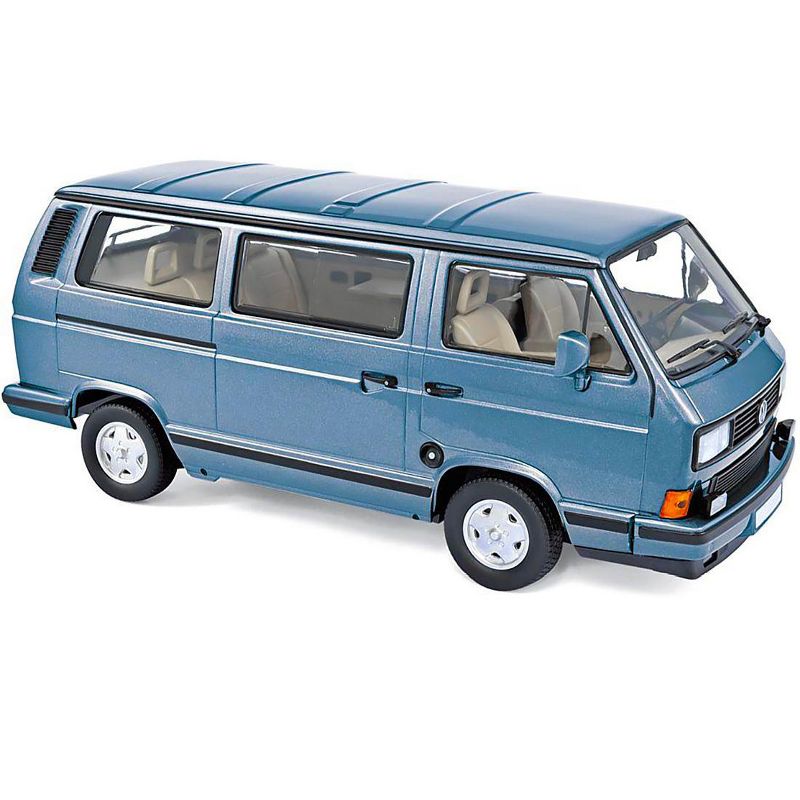 1990 Volkswagen Multivan Bus Light Blue Metallic 1/18 Diecast Model Car by Norev