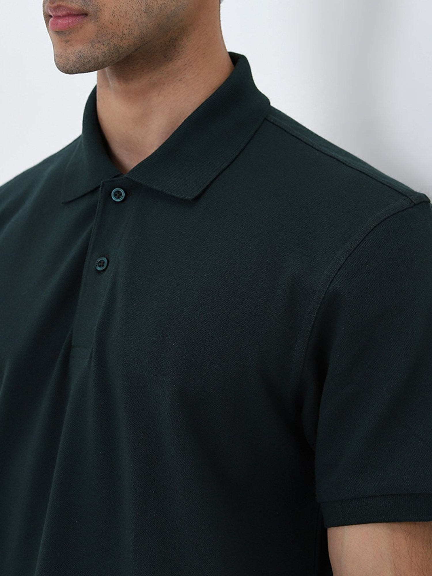 WES Casuals by Westside Green Relaxed-Fit Cotton Blend Polo T-Shirt