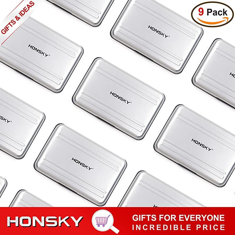 9 Sets Aluminum Water Resistant UHS-I SD Micro SD SDHC SDXC SecureDigital Memory Card Carrying Case Holder Organizer Box Keeper Computer Camera Media Storage Organization, Silver