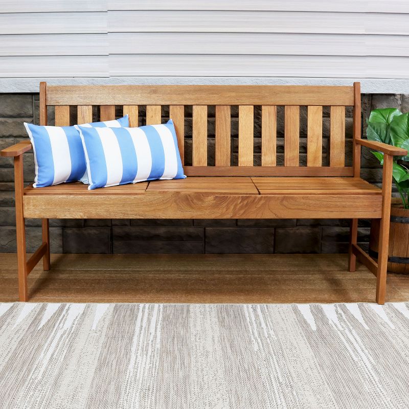 Sunnydaze Indoor/Outdoor Weather-Resistant Polyester Lumbar Decorative Pillow with Zipper Closure - 12" x 20" - Beach Bound Stripe - 2pk