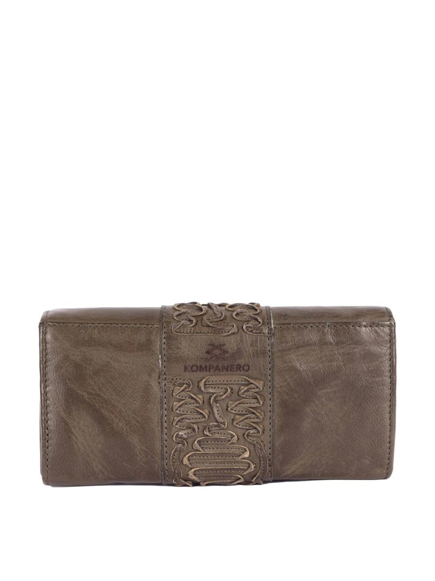 KOMPANERO MARINA Green Textured Bi-Fold Wallet for Women