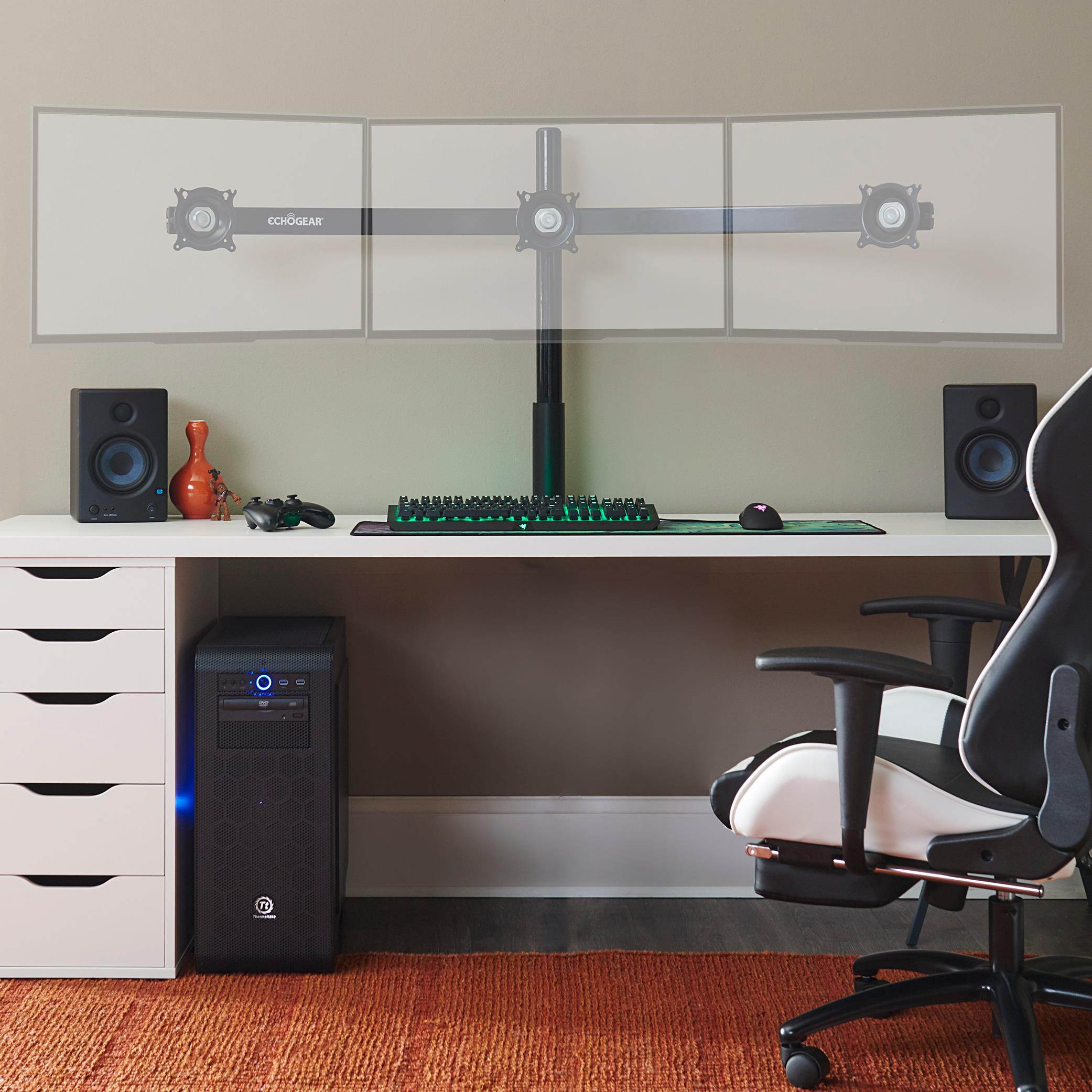 ECHOGEAR Triple Monitor Height-Adjust Multi-Screen Monitor Desk Mount for Array-Style Gaming - ECHO-GM3C