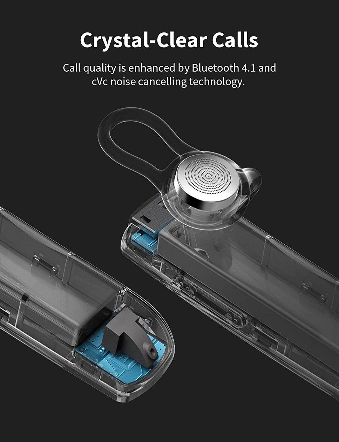 Anker Mono BT Wireless Bluetooth Headset with Microphone - Compatible with iPhone, Android, and Other Leading Smartphones