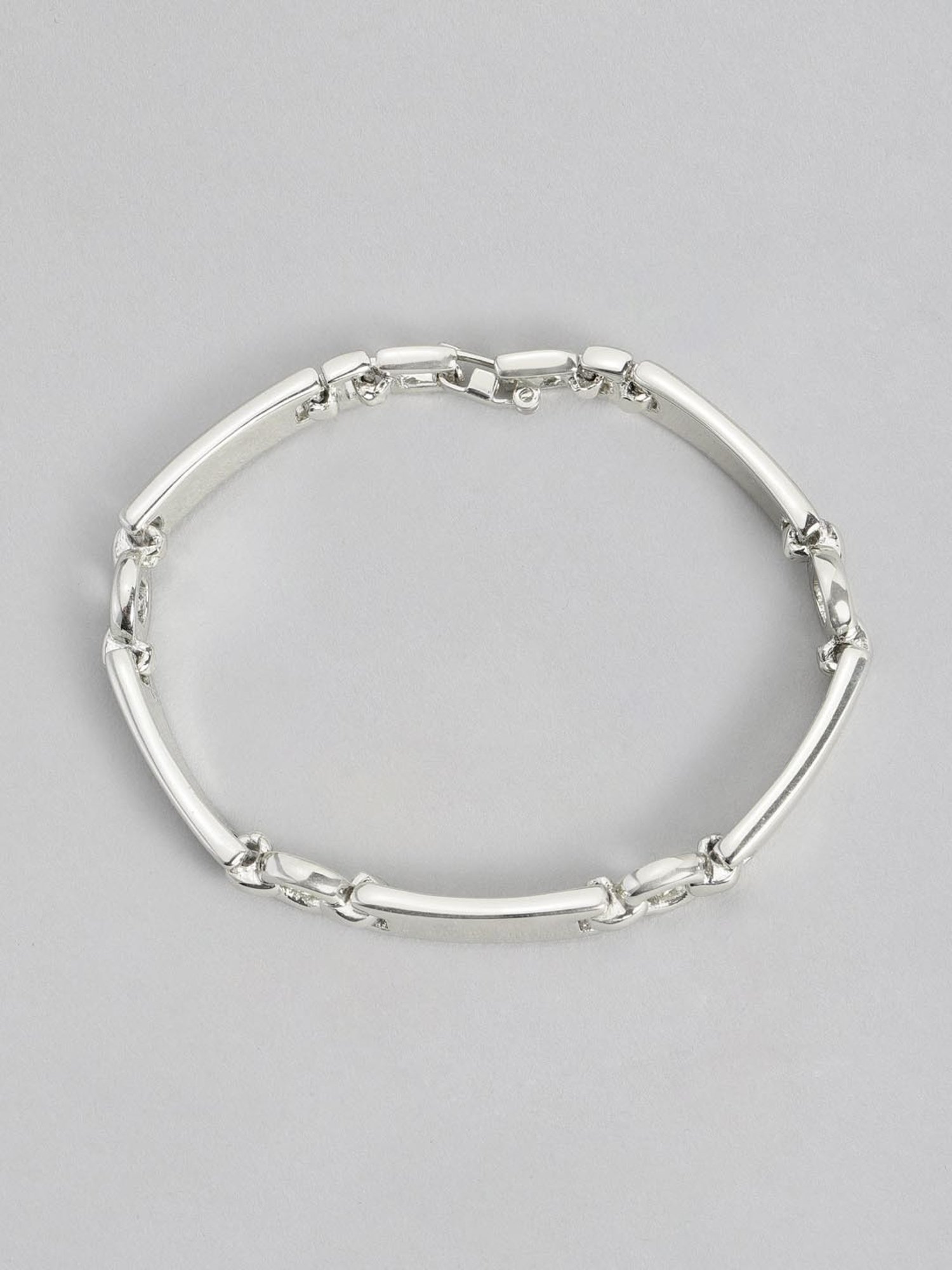 Estele Rhodium-Plated Rectangular Link Bracelet for Women