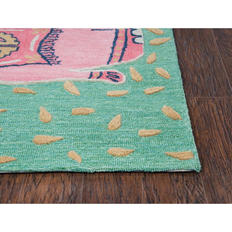 2'6"X4' Tufted Elephants Accent Rug Teal - Rizzy Home